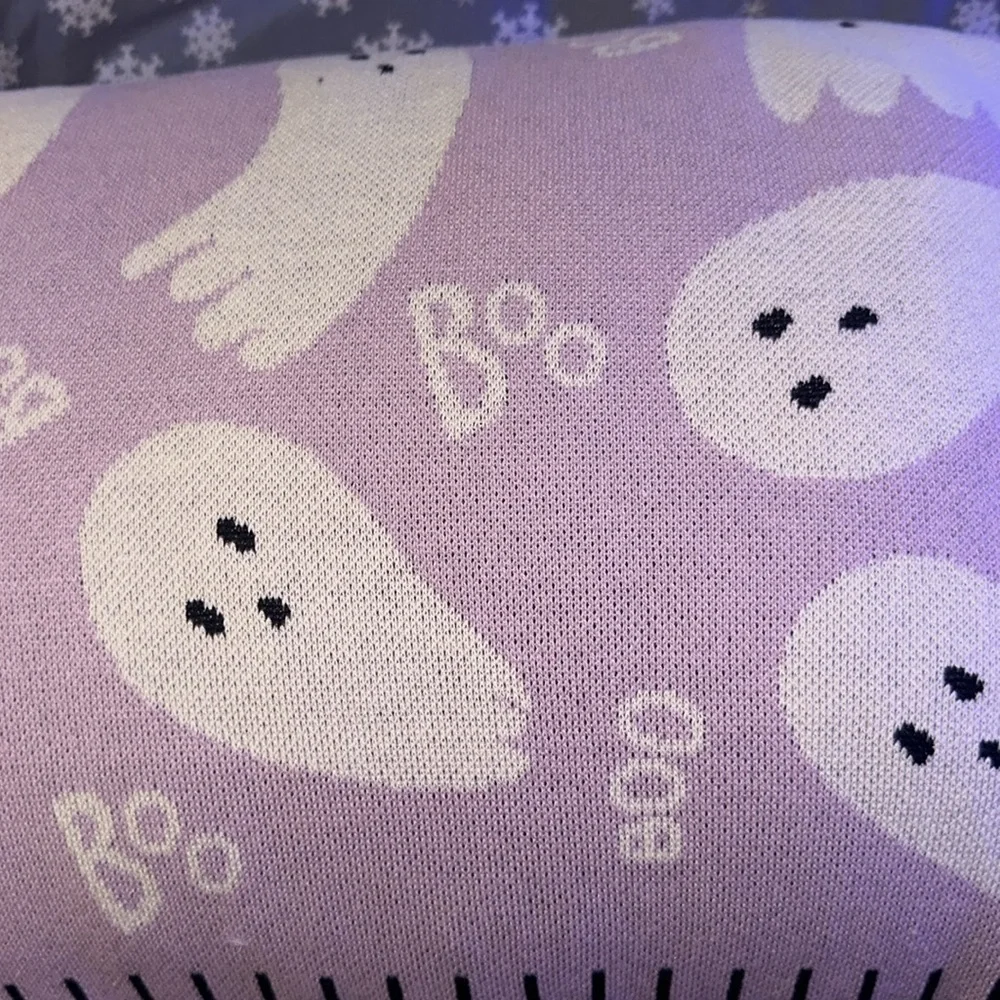 👻sweet street lilac purple boo ghost halloween pillow👻